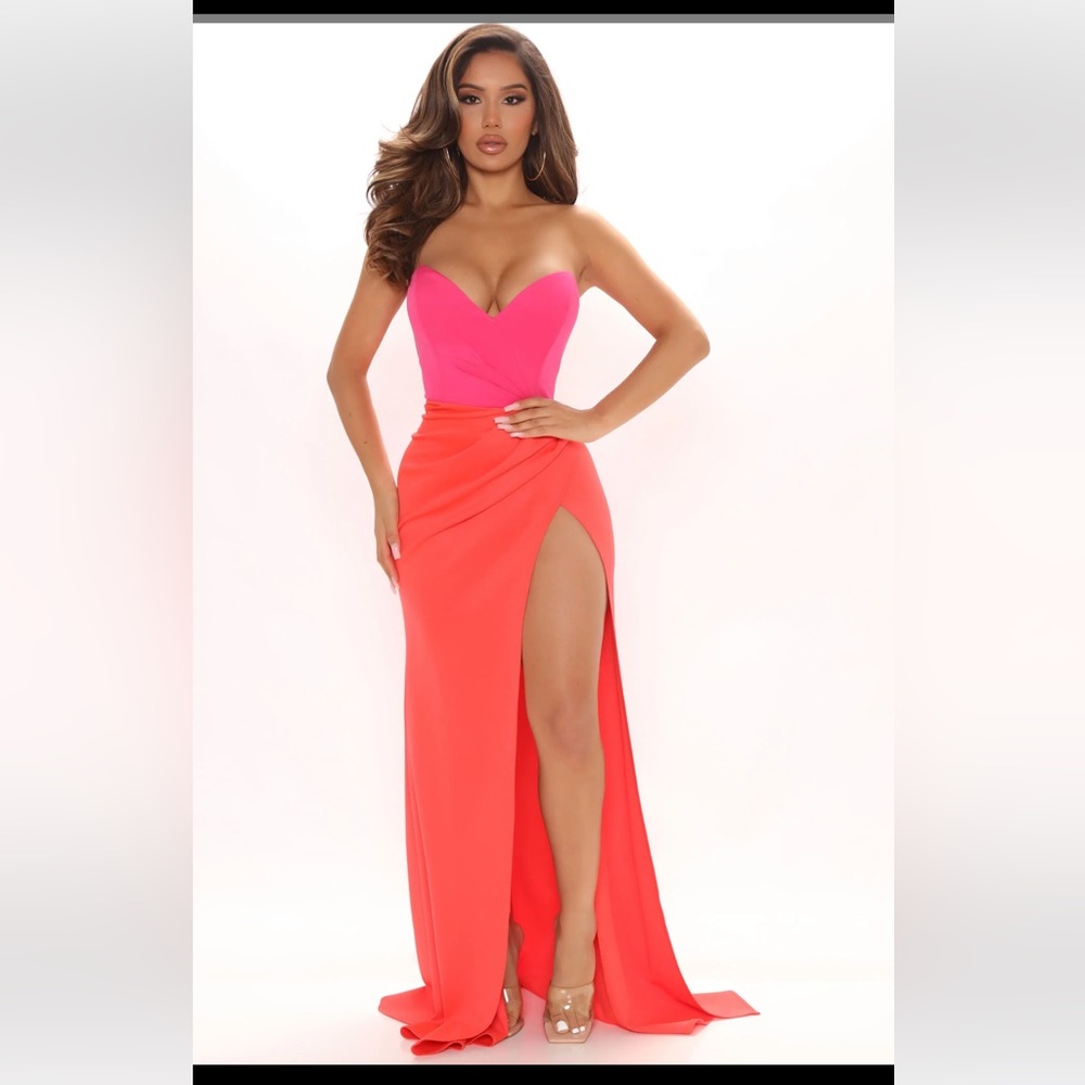 Color Block High Slit Gown